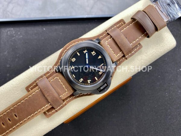 HW Factory Panerai Luminor PAM00779 44mm Titanium Leather Strap Arabic Numerals Black Dial