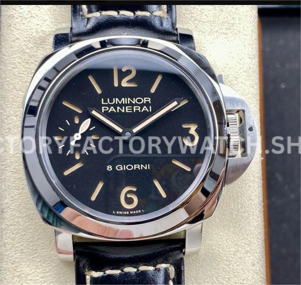 HW Factory Panerai Luminor PAM 00915 44mm Steel Leather Strap Arabic Numerals Black Dial (8) HW PAM00915 Panerai Luminor black dial 44mm