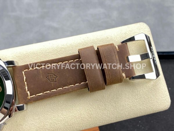 HW Factory Panerai Luminor PAM 911 44mm Steel Leather Strap Arabic Numerals Green Dial (1) HW Factory Panerai Luminor PAM911 44mm Steel Leather Strap Arabic Numerals Green Dial