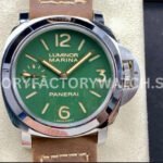 HW Factory Panerai Luminor PAM 911 44mm Steel Leather Strap Arabic Numerals Green Dial (7) HW PAM911 Panerai Luminor green dial 44mm