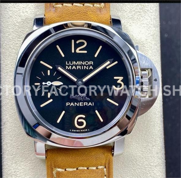 HW Factory Panerai Luminor Pam00417 44mm Steel Leather Strap Arabic Numerals Black Dial (3) HW PAM00417 Panerai Luminor black dial watch
