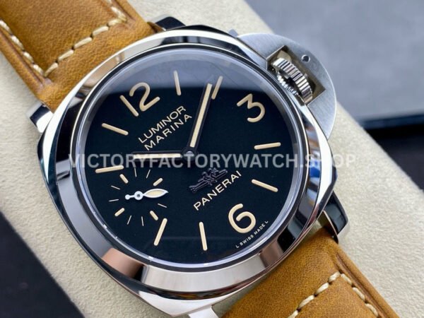 HW Factory Panerai Luminor Pam00417 44mm Steel Leather Strap Arabic Numerals Black Dial (8) HW Factory Panerai Luminor Pam00417 44mm Steel Leather Strap Arabic Numerals Black Dial