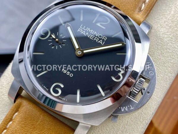 HW Factory Panerai Lumnior 1950 PAM00127 47mm Steel Leather Strap Arabic Numerals Black Dial