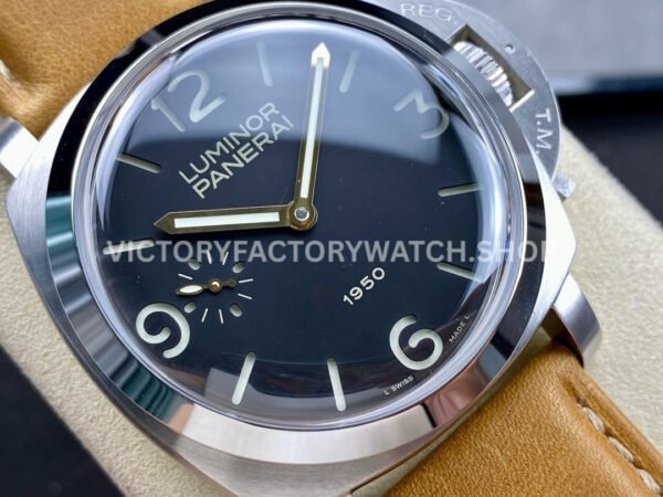 HW Factory Panerai Lumnior 1950 PAM00127 47mm Steel Leather Strap Arabic Numerals Black Dial
