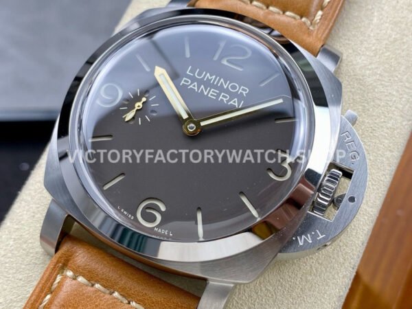 HW Factory Panerai Lumnior PAM1080 47mm Steel Leather Strap Arabic Numerals Black Dial