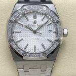 IPF Factory Audemars Piguet Royal Oak 15450ST.OO.1256ST.01 37mm Stainless Steel Diamond Bezel Silver Dial (2) AP 15450ST diamond bezel silver