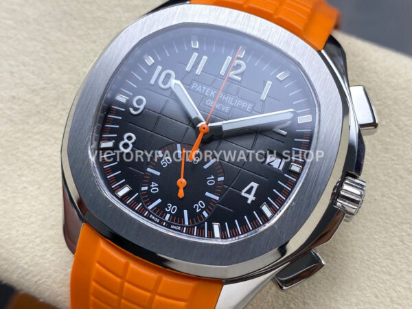MMA Factory Patek Philippe Aquanaut 5968A-001 42.2mm Steel Orange Rubber Strap Black Dial (2) MMA Factory Patek Philippe Aquanaut 5968A-001 42.2mm Steel Orange Rubber Strap Black Dial