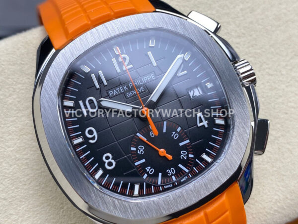 MMA Factory Patek Philippe Aquanaut 5968A-001 42.2mm Steel Orange Rubber Strap Black Dial (3) MMA Factory Patek Philippe Aquanaut 5968A-001 42.2mm Steel Orange Rubber Strap Black Dial
