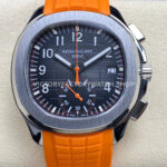 MMA Factory Patek Philippe Aquanaut 5968A-001 42.2mm Steel Orange Rubber Strap Black Dial (4) MMA Patek Philippe Aquanaut 5968A orange strap black dial
