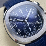MMA Factory Patek Philippe Aquanaut 5968G-001 42.2mm White Gold Blue Rubber Strap Arabic Numerals Blue Dial
