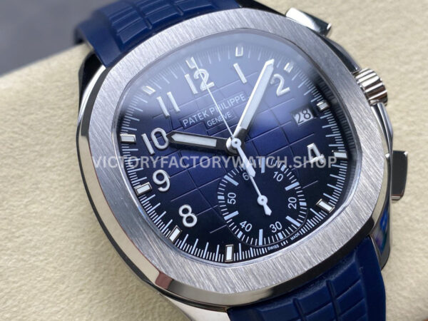 MMA Factory Patek Philippe Aquanaut 5968G-001 42.2mm White Gold Blue Rubber Strap Arabic Numerals Blue Dial