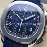 MMA Factory Patek Philippe Aquanaut 5968G-001 42.2mm White Gold Blue Rubber Strap Arabic Numerals Blue Dial