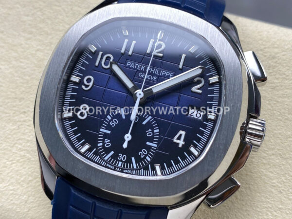 MMA Factory Patek Philippe Aquanaut 5968G-001 42.2mm White Gold Blue Rubber Strap Arabic Numerals Blue Dial