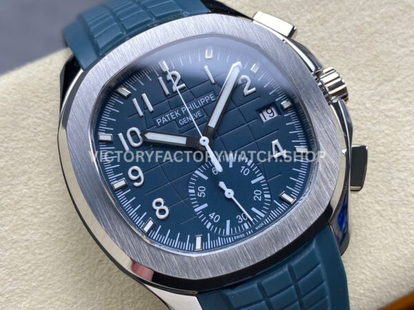 MMA Factory Patek Philippe Aquanaut 5968G-001 42.2mm White Gold Blue Rubber Strap Blue Dial (9) MMA Factory Patek Philippe Aquanaut 5968G-001 42.2mm White Gold Blue Rubber Strap Blue Dial