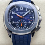 MMA Factory Patek Philippe Aquanaut 5968G 42.2mm White Gold Blue Rubber Strap Arabic Numerals Blue Dial (5) MMA Patek Philippe Aquanaut 5968G Arabic blue dial