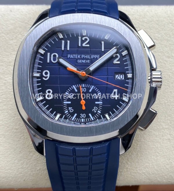 MMA Factory Patek Philippe Aquanaut 5968G 42.2mm White Gold Blue Rubber Strap Arabic Numerals Blue Dial (5) MMA Patek Philippe Aquanaut 5968G Arabic blue dial
