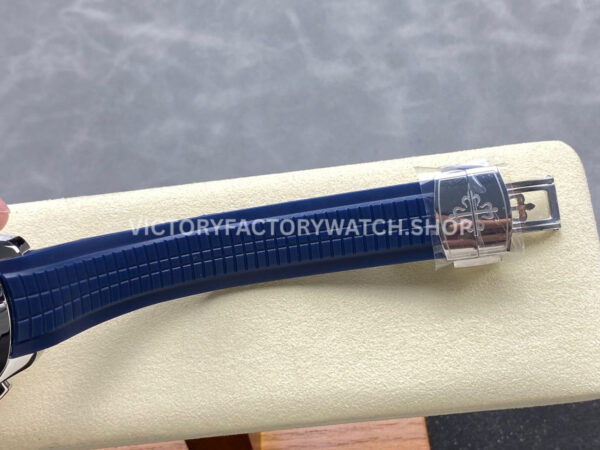 MMA Factory Patek Philippe Aquanaut 5968G 42.2mm White Gold Blue Rubber Strap Arabic Numerals Blue Dial (9) MMA Factory Patek Philippe Aquanaut 5968G 42.2mm White Gold Blue Rubber Strap Arabic Numerals Blue Dial