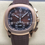 MMA Factory Patek Philippe Aquanaut 5968R-0001 42.2mm Rose Gold Brown Rubber Strap Arabic Numerals Brown Dial (11) MMA Patek Philippe Aquanaut 5968R-0001 brown dial rose gold 42.2mm
