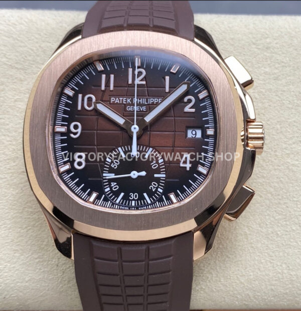 MMA Factory Patek Philippe Aquanaut 5968R-0001 42.2mm Rose Gold Brown Rubber Strap Arabic Numerals Brown Dial (11) MMA Patek Philippe Aquanaut 5968R-0001 brown dial rose gold 42.2mm