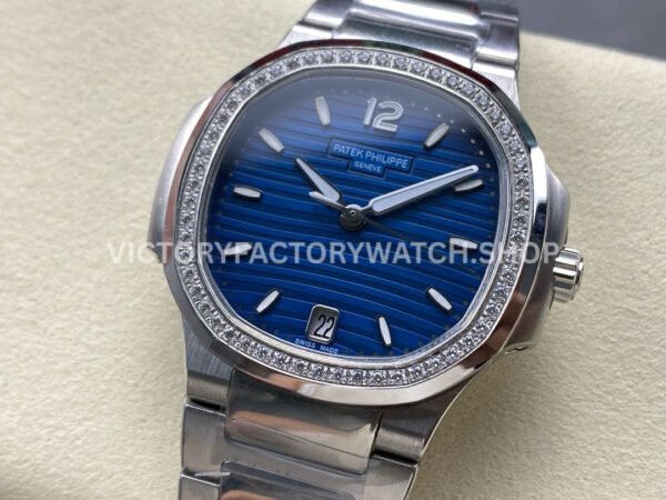 MS Factory Patek Philippe Nautilus 7118/1200A-001 35.2mm Full Steel Diamond Bezel Blue Dial