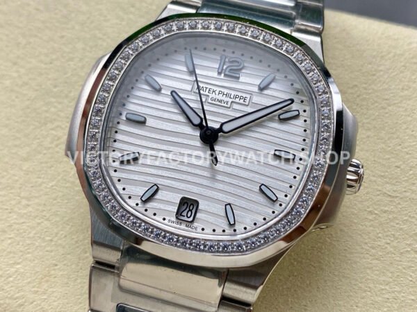 MS Factory Patek Philippe Nautilus 7118/1200A-010 35.2mm Full Steel Diamond Bezel White Dial