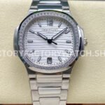MS Patek Philippe Nautilus 7118 1200A white dial diamond bezel