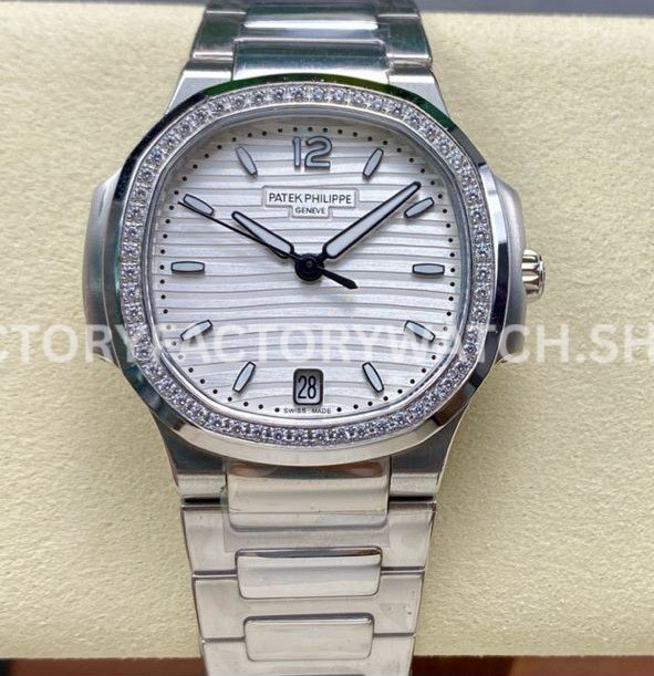 MS Patek Philippe Nautilus 7118 1200A white dial diamond bezel