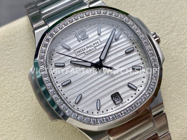 MS Factory Patek Philippe Nautilus 7118/1200A-010 35.2mm Full Steel Diamond Bezel White Dial