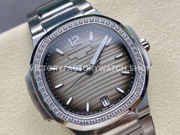 MS Factory Patek Philippe Nautilus 7118/1200A-011 35.2mm Full Steel Diamond Bezel Grey Dial