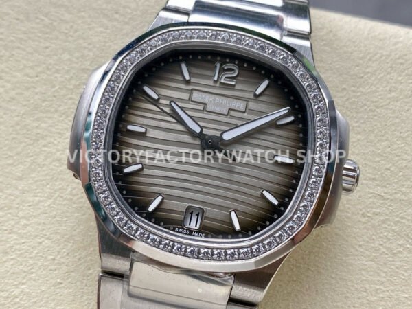 MS Factory Patek Philippe Nautilus 7118/1200A-011 35.2mm Full Steel Diamond Bezel Grey Dial