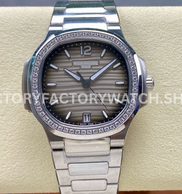 MS Patek Philippe Nautilus 7118 1200A grey dial diamond bezel