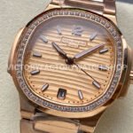 MS Factory Patek Philippe Nautilus 7118/1200R-010 35.2mm Full Rose Gold Diamond Bezel Champagne Dial