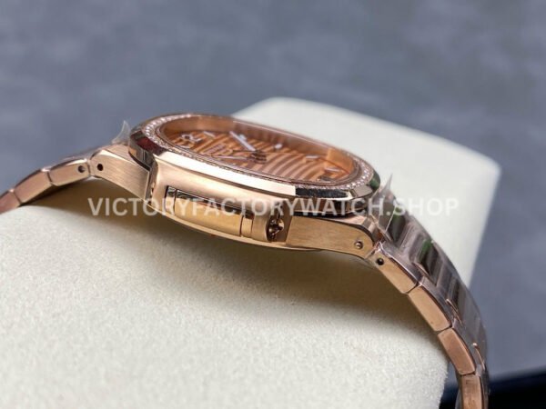 MS Factory Patek Philippe Nautilus 7118/1200R-010 35.2mm Full Rose Gold Diamond Bezel Champagne Dial