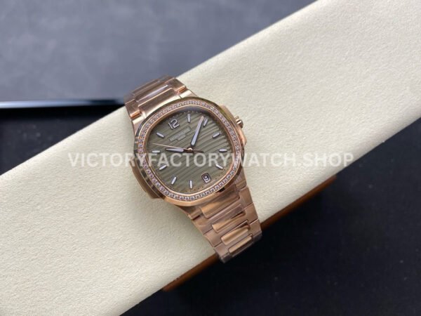 MS Factory Patek Philippe Nautilus 7118/1200R-010 35.2mm Full Rose Gold Diamond Bezel Gold Dial