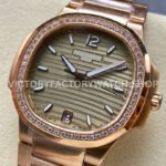 MS Factory Patek Philippe Nautilus 7118/1200R-010 35.2mm Full Rose Gold Diamond Bezel Gold Dial