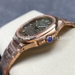 MS Factory Patek Philippe Nautilus 7118/1200R-010 35.2mm Full Rose Gold Diamond Bezel Gold Dial