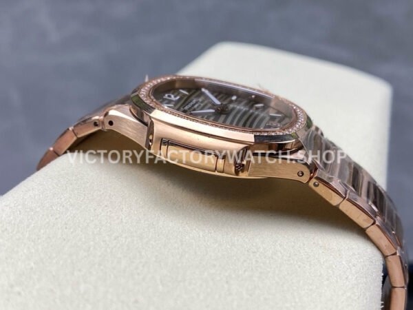 MS Factory Patek Philippe Nautilus 7118/1200R-010 35.2mm Full Rose Gold Diamond Bezel Gold Dial