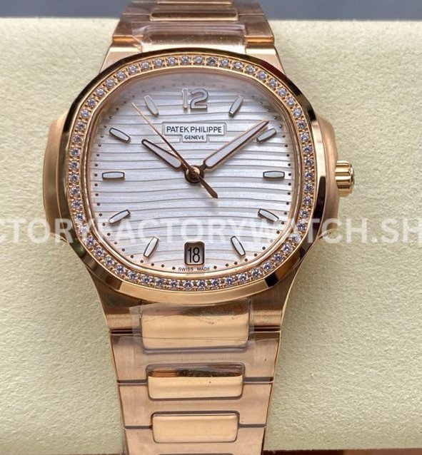 MS Patek Philippe Nautilus 7118 1200R 011 white dial diamond bezel