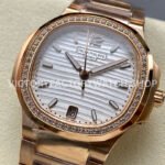 MS Factory Patek Philippe Nautilus 7118/1200R-011 35.2mm Full Rose Gold Diamond Bezel White Dial