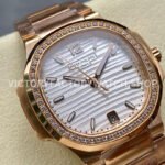 MS Factory Patek Philippe Nautilus 7118/1200R-011 35.2mm Full Rose Gold Diamond Bezel White Dial