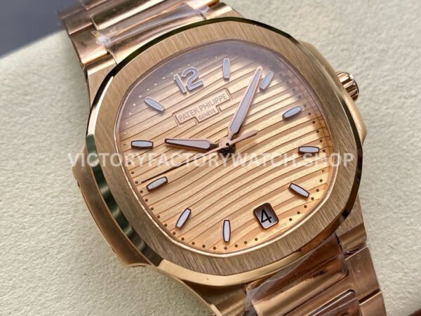 MS Factory Patek Philippe Nautilus 7118/1R-010 35.2mm Full Rose Gold Champagne Dial
