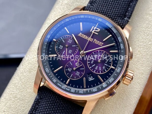 OMF Factory Audemars Piguet Code 11.59 26393OR.OO.A002KB.02 41mm Rose Gold Canvas Strap Purple Dial