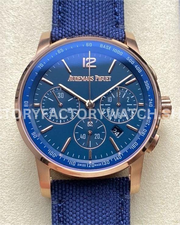 AP Code 11.59 blue dial rose gold