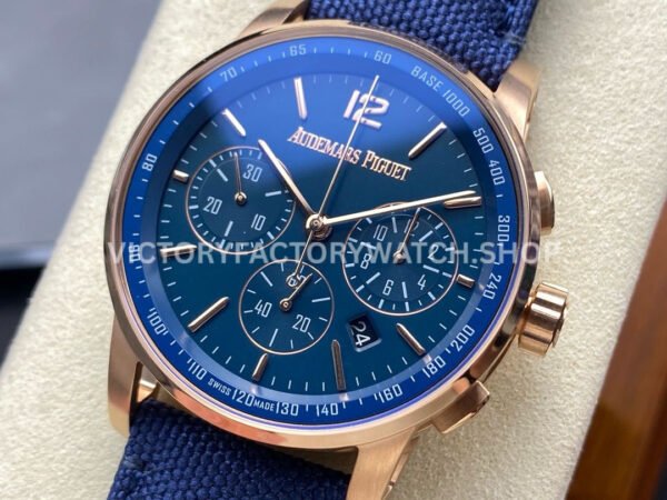 OMF Factory Audemars Piguet Code 11.59 26393OR.OO.A027KB.01 41mm Rose Gold Canvas Strap Blue Dial