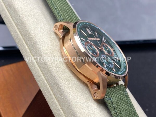 OMF Factory Audemars Piguet Code 11.59 26393OROOA056KB01 41mm Rose Gold Canvas Stra (5) OMF Factory Audemars Piguet Code 11.59 26393OR.OO.A056KB.01 41mm Rose Gold Canvas Strap Lines Green Dial