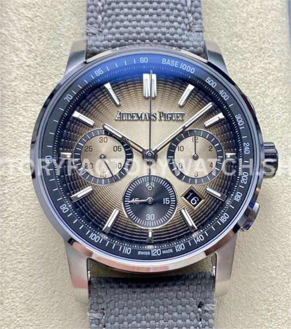 OMF Factory Audemars Piguet Code 11.59 26393QTOOA064KB01 41mm Steel Canvas Strap Brown Dial ( (8) AP Code 11.59 brown dial