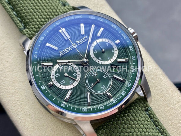 OMF Factory Audemars Piguet Code 11.59 26393ST.OO.A056KB.01 41mm Steel Canvas Strap Green Dial