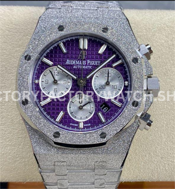 OMF Factory Frosted Audemars Piguet Royal Oak Chronograph 26240BCGG1 AP frosted purple dial chrono