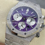 OMF Factory Frosted Audemars Piguet Royal Oak Chronograph 26240BCGG1 (5) OMF Factory Frosted Audemars Piguet Royal Oak Chronograph 26240BC.GG.1224BC.01 41mm Full Frosted White Gold Purple Dial