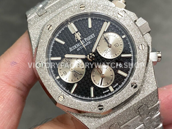 OMF Factory Frosted Audemars Piguet Royal Oak Chronograph 26240BCGG1224BC02 41mm S (4) OMF Factory Frosted Audemars Piguet Royal Oak Chronograph 26240BC.GG.1224BC.02 41mm Silver Eye Black Dial